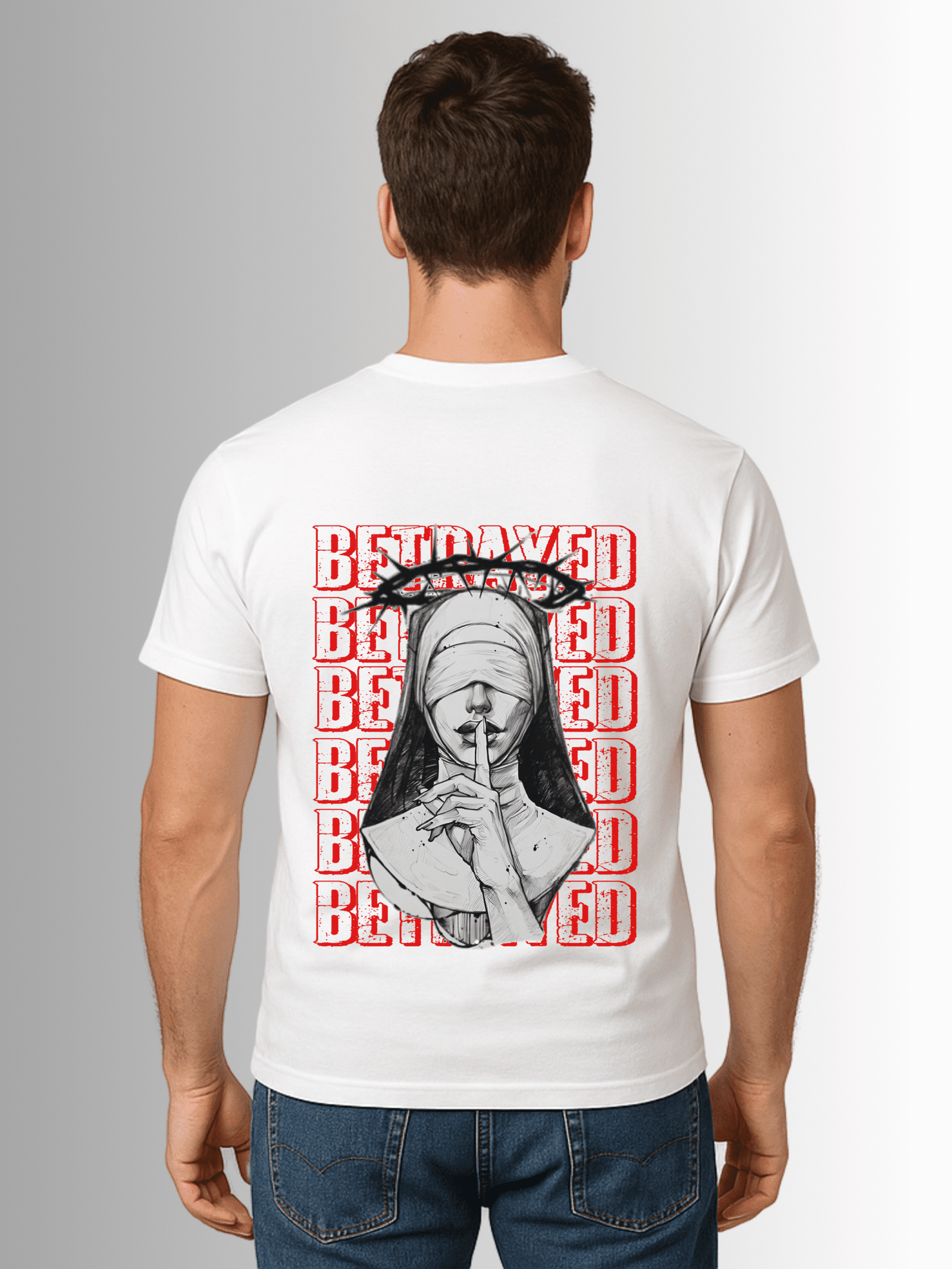 "Betrayed Nun" Graphic Cotton T-Shirt