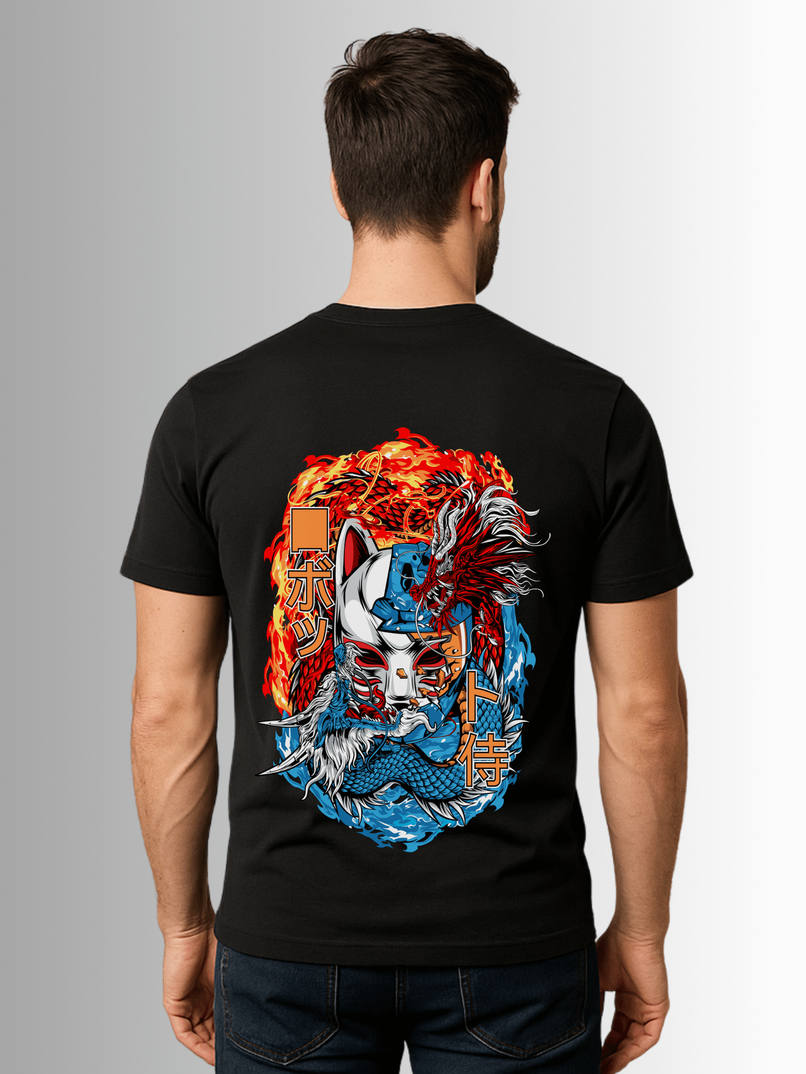 Samurai Bot & Dragon Fusion tee