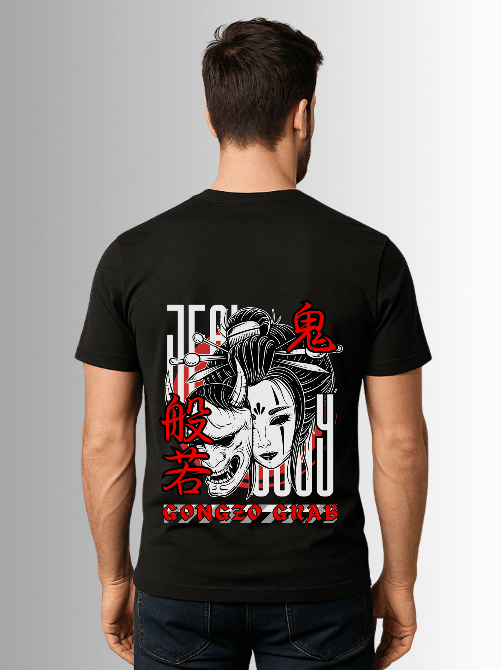 Japanese Demon Art Cotton Tee for Men