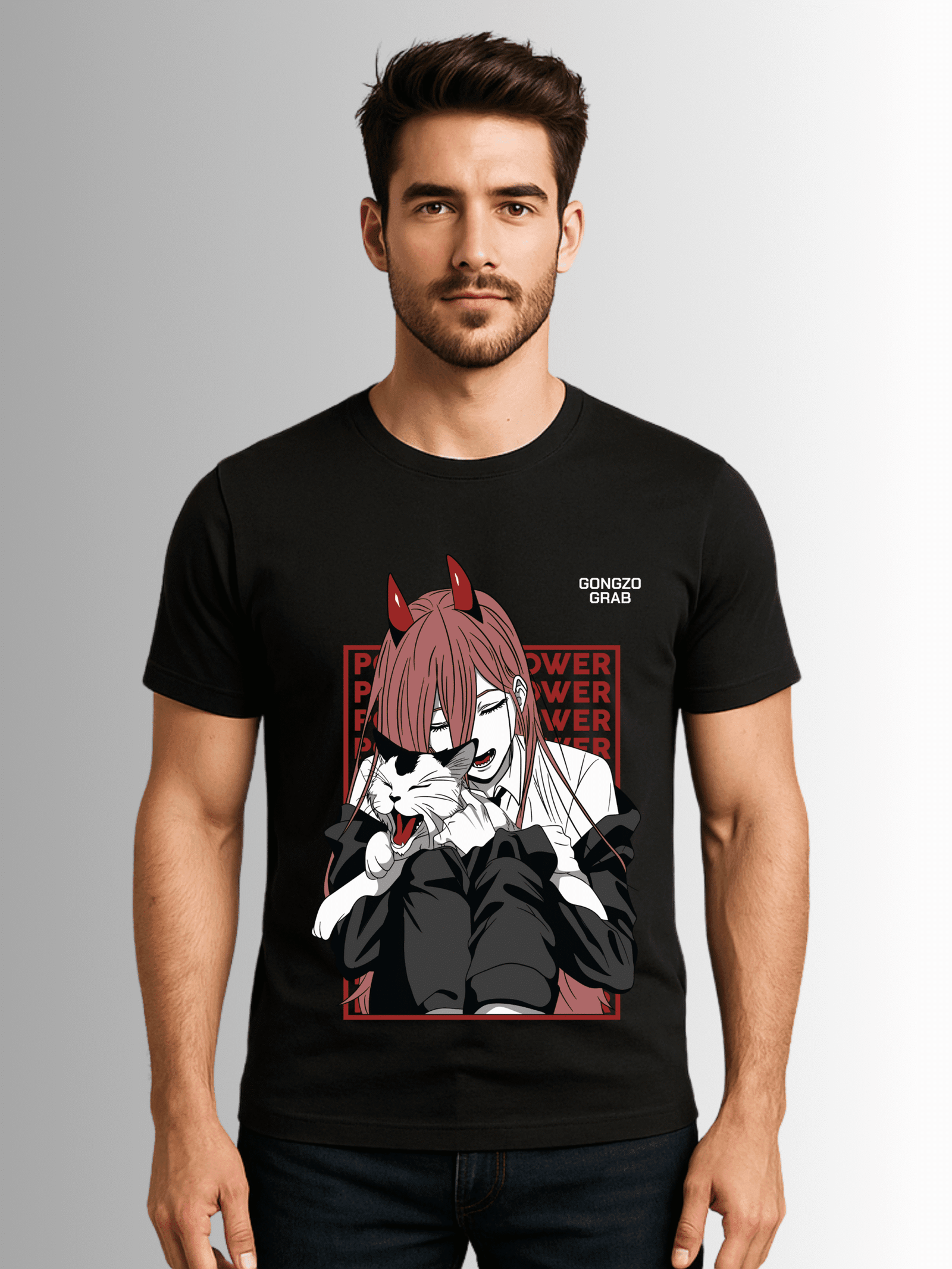 Power & Meowy Chainsaw Man Graphic T-Shirt