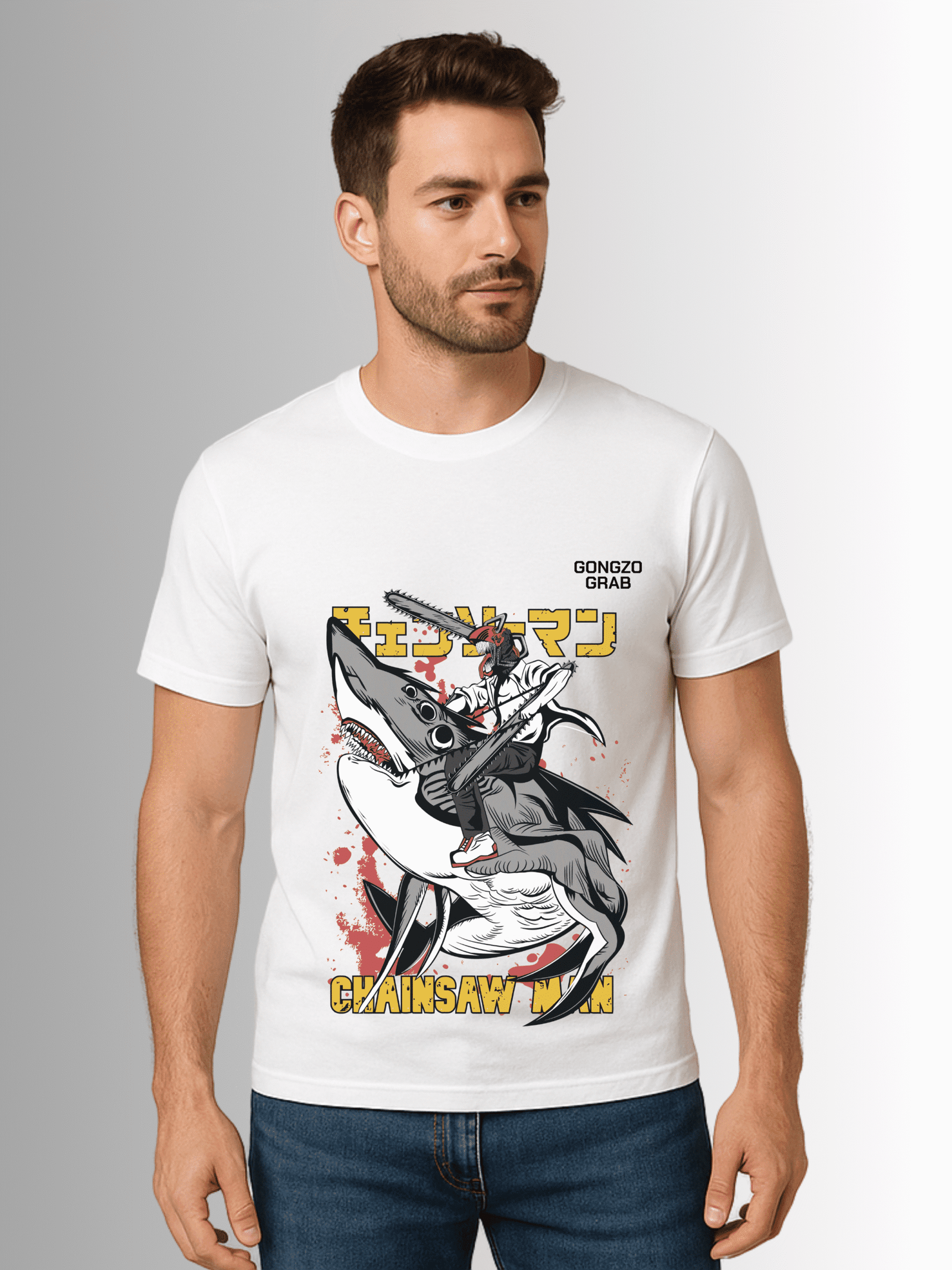 Ride the Chaos: Chainsaw Man Shark Attack T-Shirt
