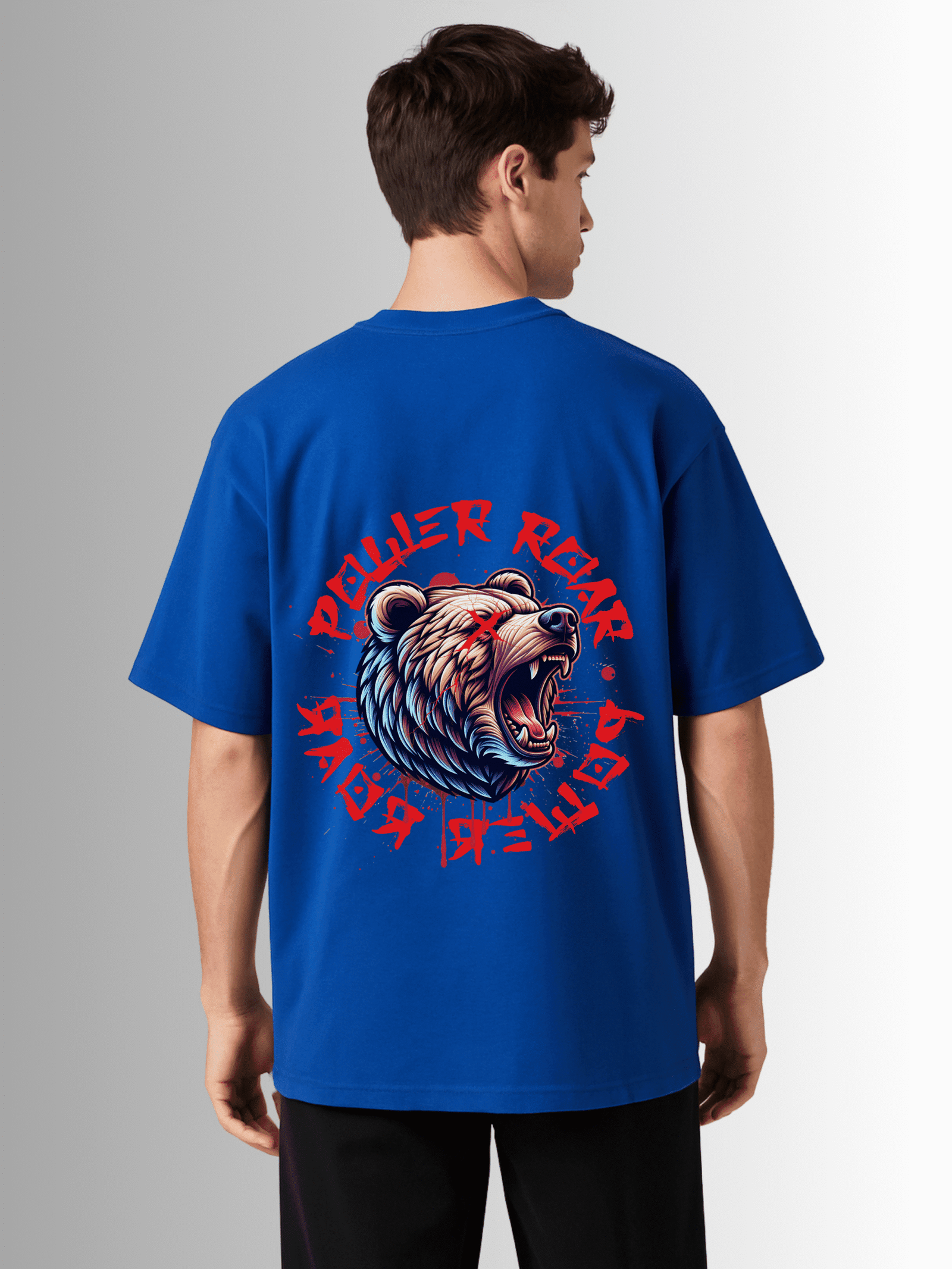 Power Roar Bear Graphic Drop Shoulder T-Shirt